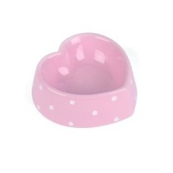 Polka Heart Pet Bowl Pink